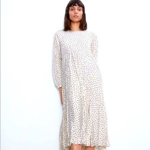 NWT Zara silk polka dot dress in Ecru